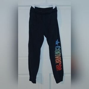 Converse Kids Black Sweatpants with Neon Multicolor Logo Boys Size Medium 10/12